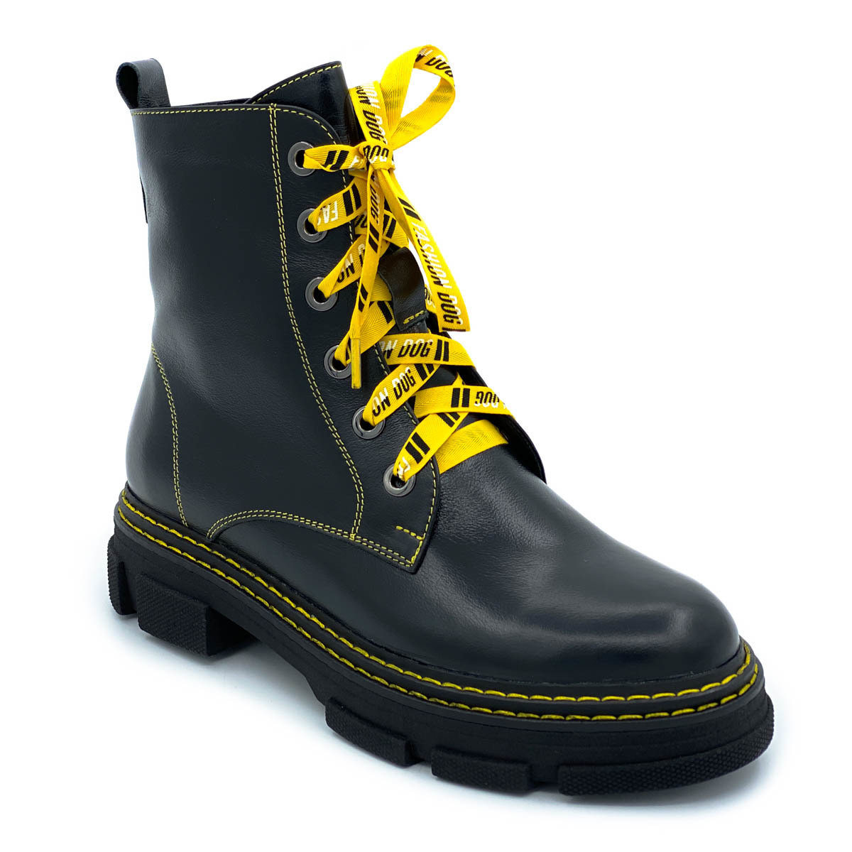 Ботинки Cover черно-желтые кожаные Байка 46782-1 COV – купить в  интернет-магазине rosso-nero.ru