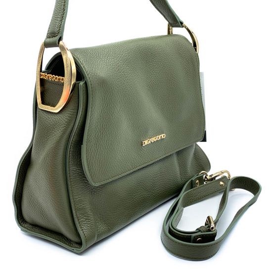 Сумка Di Gregorio зеленая кожаная - фото 2, 