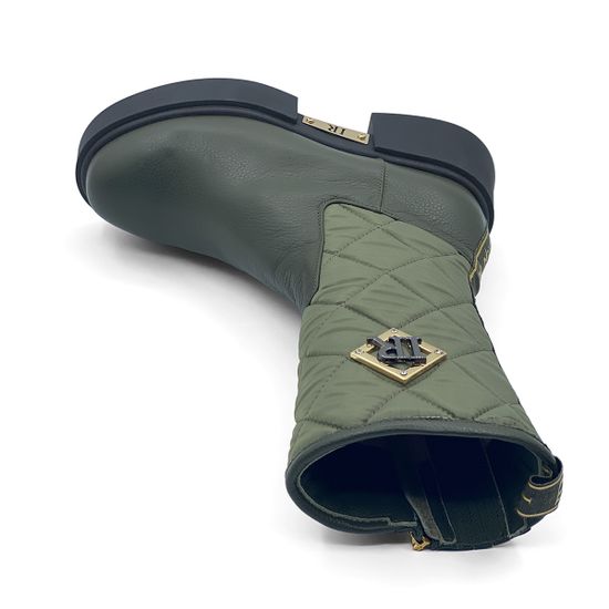 Полусапоги Ilasio Renzoni зеленые комбинация кожи и текстиля МЕХ - фото 5, 5032 IR