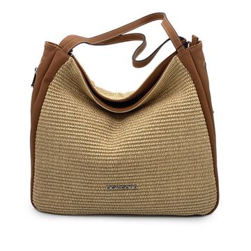 Сумка Di Gregorio кожа/текстиль коричневая/бежевая - фото 1, 3718 DG NATURALE