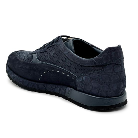 Кроссовки Giampieronicola синие кожа/нубук перфорированные - фото 3, 46906A GPN BLU