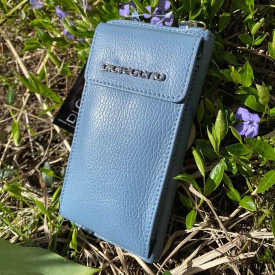 Сумочка Di Gregorio кросс-боди синяя кожаная маленькая - фото 3, 