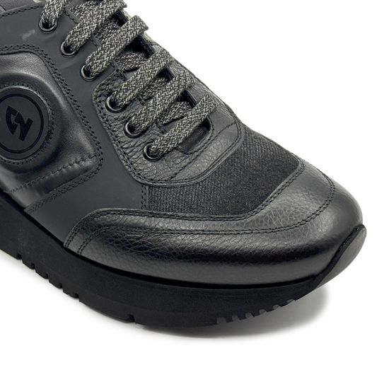 Кроссовки GIAMPIERONICOLA черные/серые кожаные на байке - фото 6, M393121 GPN NERO