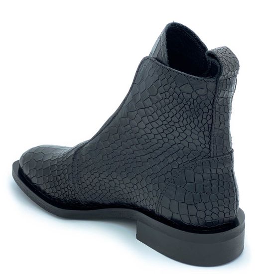 Ботинки Mimmu черные кожаные демисезонные тиснение под крокодила - фото 3, 