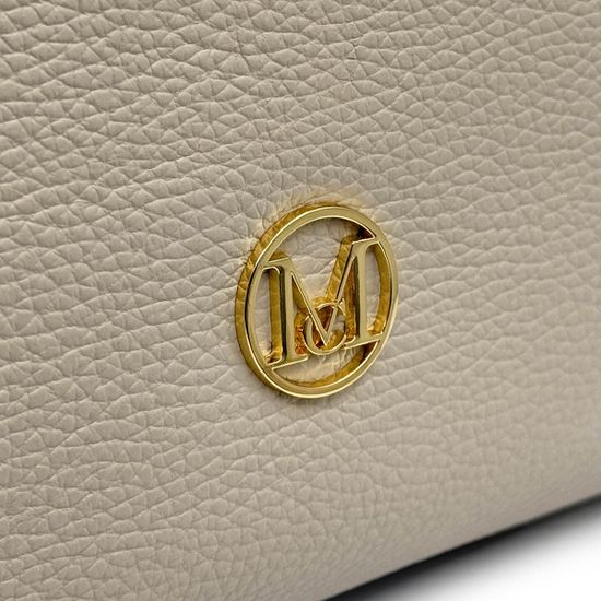 Сумка MOT-CLE кожаная бежевая/черная - фото 5,