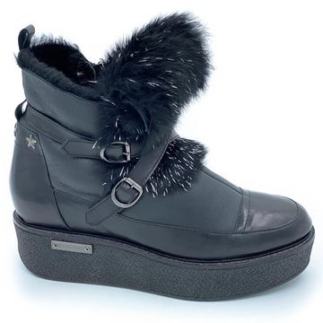 Ботинки Ilasio Renzoni черные кожаные МЕХ - фото 1, 2846 IR