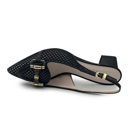 Туфли "шанель" Ilasio Renzoni черные кожаные с гипюром - фото 5, 8010 IR NERO