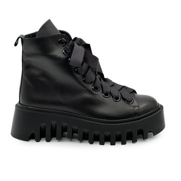 Ботинки LAB MILANO черные кожаные на меху - фото 1, 196-410 LAB