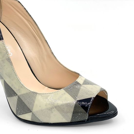 Туфли Rosso&amp;Nero лакированные бежевые с открытым мыском - фото 6, 3830 RN