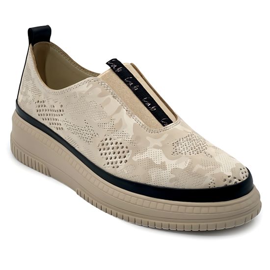 Кеды Lab Milano бежевые кожаные с перфорацией - фото 2, 