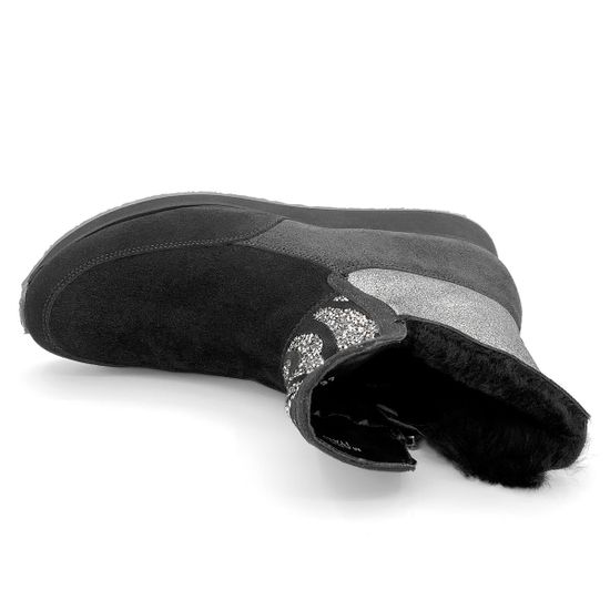 Ботинки Marzetti черно-серебряные замшевые МЕХ - фото 5, D74417M02 MZ