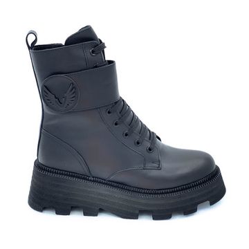 Ботинки Tuffoni черные кожаные МЕХ - фото 1, 3822024LF TUF