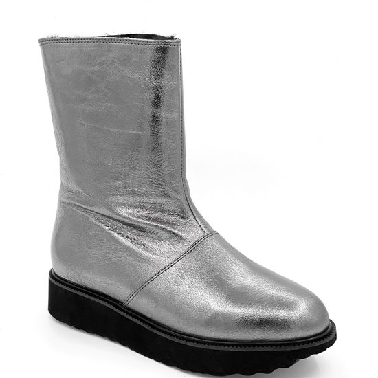 Ботинки Cover платиновые кожаные МЕХ - фото 2, 8085-2 COV