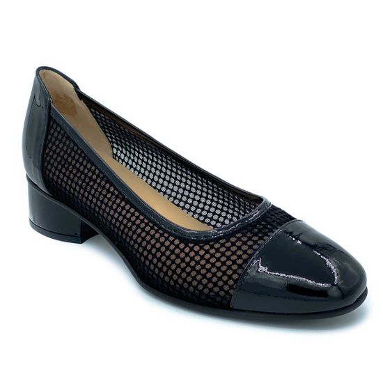 Туфли Donna Soft черные комбинация наплака и текстиля - фото 2, DS0141 DS