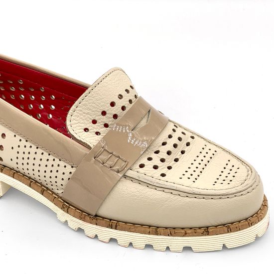 Лоферы Pas de Rouge бежевые кожаные - фото 5, P314 ROU