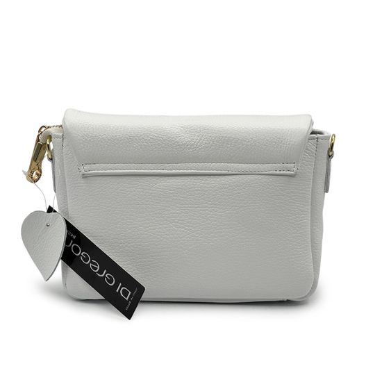 Сумка кросс-боди Di Gregorio белая кожаная - фото 3,