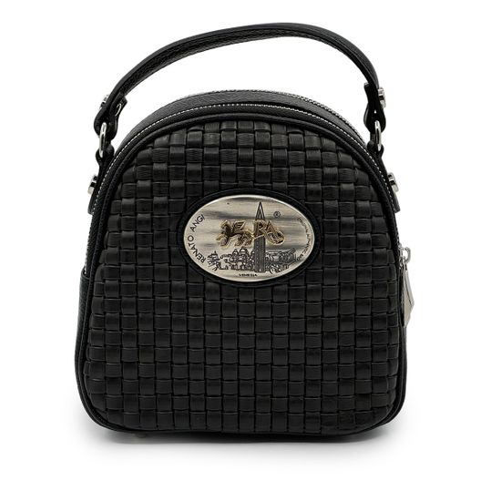 Сумка-минирюкзак Renato Angi черная кожаная - фото 1,