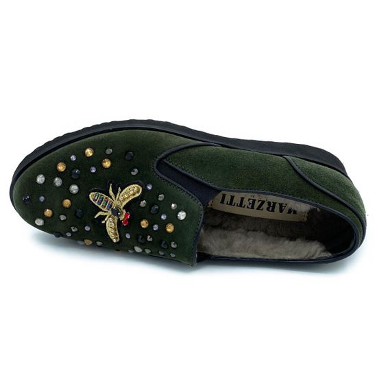 Полуботинки Marzetti зеленые замшевые МЕХ - фото 5, 