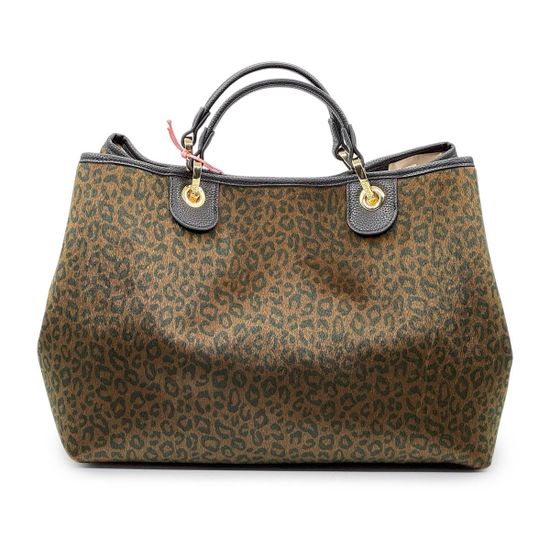 Сумка Braccialini черная/коричневая кожаная принт "леопард" - фото 3, B18570 P42 BRA