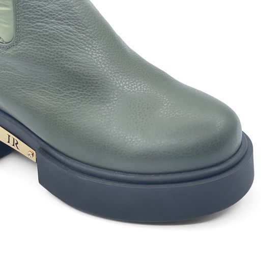 Полусапоги Ilasio Renzoni зеленые комбинация кожи и текстиля МЕХ - фото 6, 5032 IR