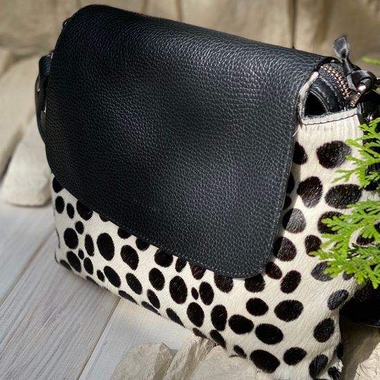 Сумка Ripani черно-белая комбинация кожи и меха пони - фото 6, 