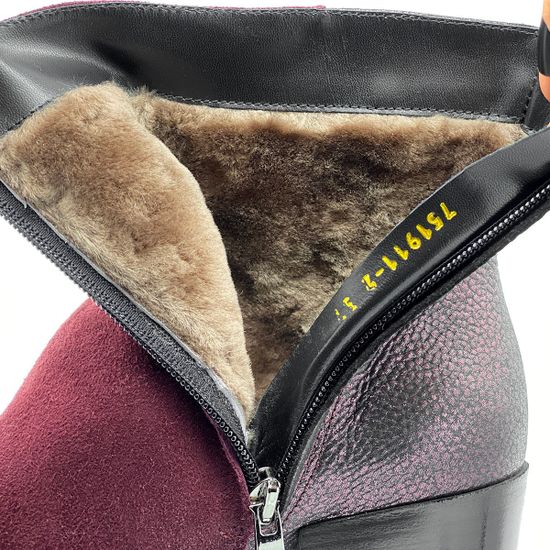 Ботинки Cover бордо замшевые МЕХ - фото 7, 751911-2 COV