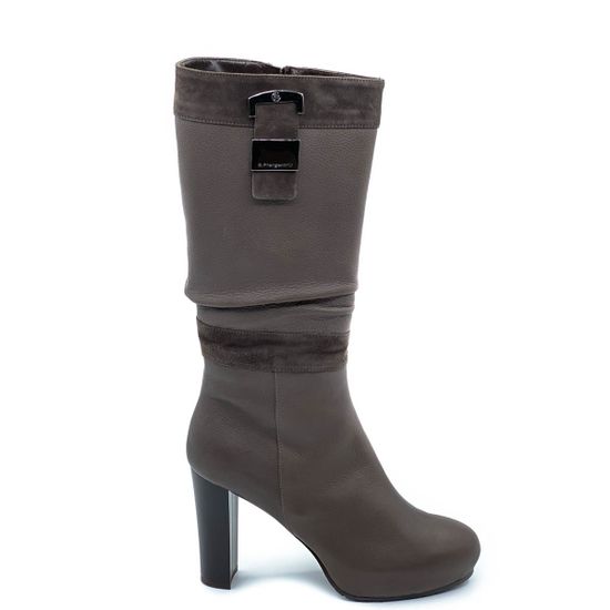 Сапоги Giorgio Piergentili серые кожаные МЕХ - фото 1, 