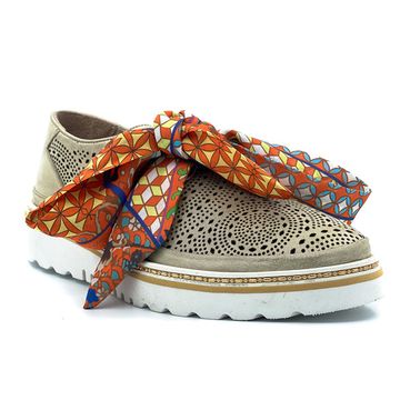 Полуботинки женские Lab Milano из перфорированной кожи бежевого цвета - фото 2, 97202-2 LAB