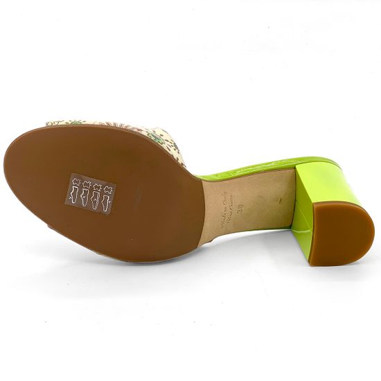 Мюли Rosso&amp;Nero лакированные салатовые расписные - фото 4, 3609 RN