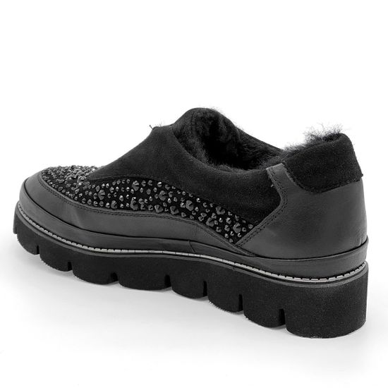 Полуботинки Lab Milano черные замшевые МЕХ с кожаными вставками - фото 3, 