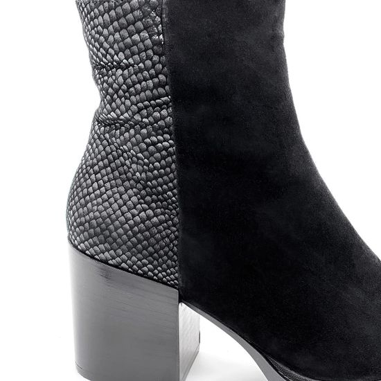 Ботинки Cover черные замшевые МЕХ с кожаными вставками тиснение под питона - фото 5, 751918-2 COV