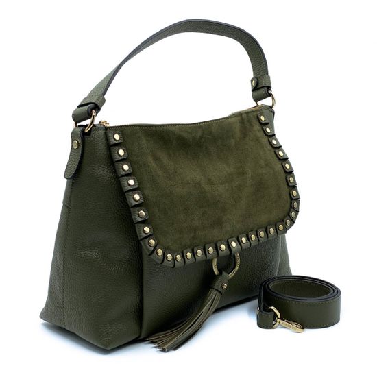 Сумка Ripani зеленая комбинация кожи и замши - фото 7, 