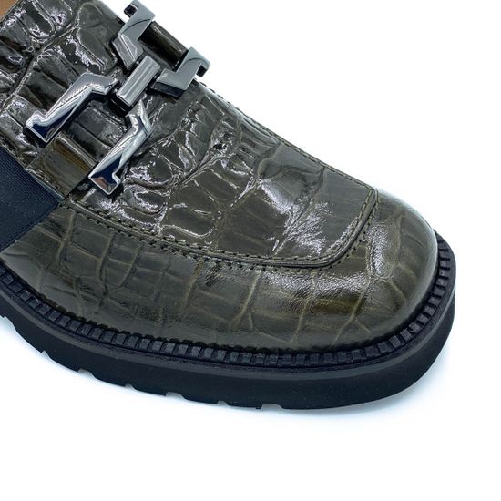 Лоферы Donna Soft зеленые из лакированной кожи тиснение под крокодила - фото 6, DS1571 DS EMERALD