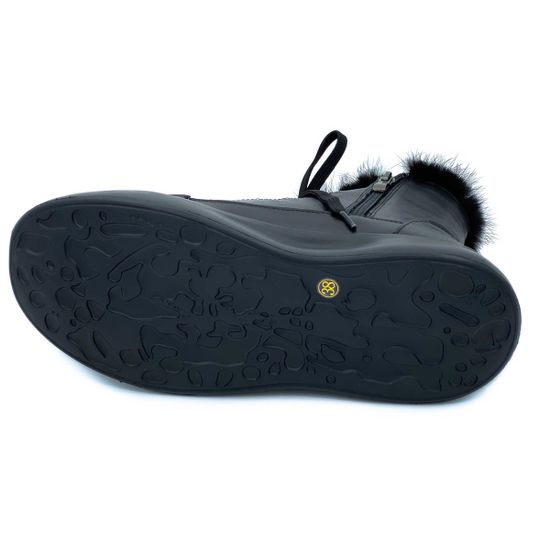 Ботинки Marcelo Lopez черные кожаные МЕХ - фото 4, RW08 ML