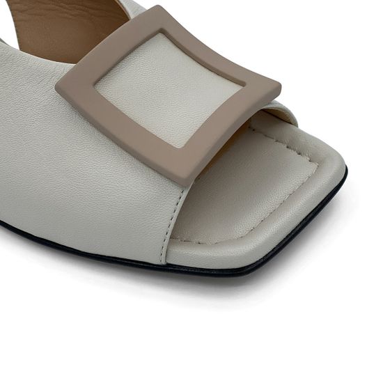 Босоножки MOTCLE бежевые кожаные - фото 6, 