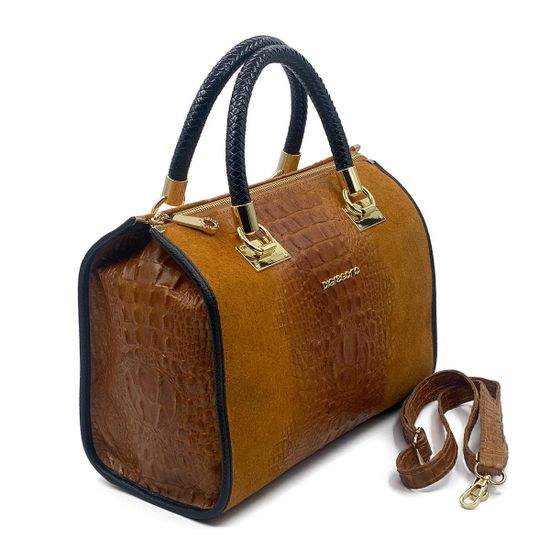 Сумка Di Gregorio рыжая крок/замша - фото 2, 