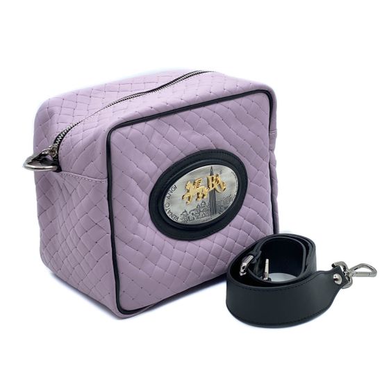 Сумка Renato Angi кросс-боди розовая кожаная  плетеная - фото 2, 