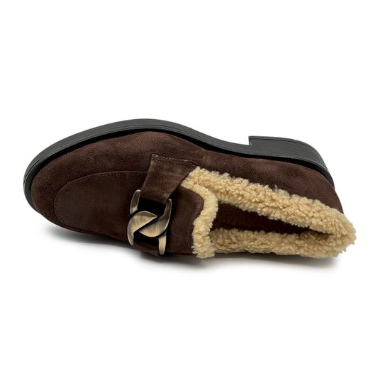 Лоферы Tiffi коричневые замшевые на меху - фото 5, A377 TI MORO