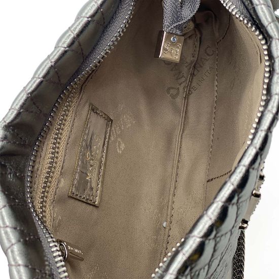 Клатч Marina Creazioni кожаный серебряного цвета - фото 4, 