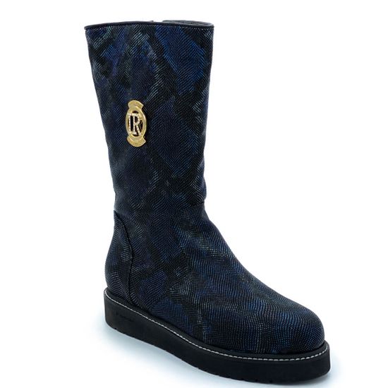 Полусапоги Ilasio Renzoni синие замшевые с лазерной обработкой - фото 2, 