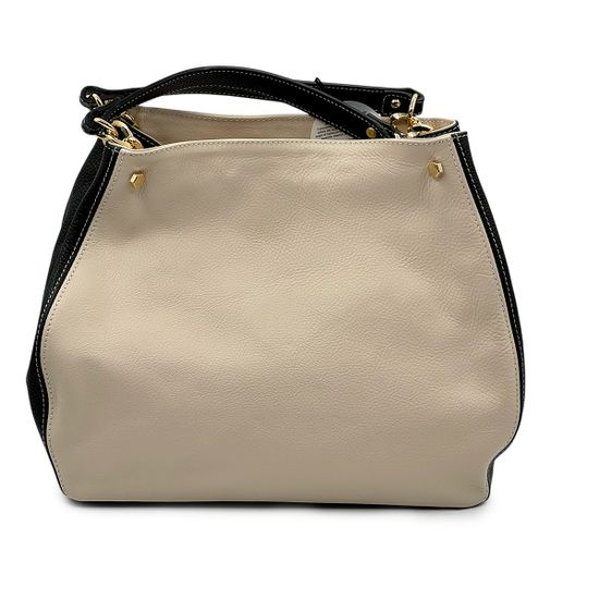 Сумка MOT-CLE кожаная бежевая/черная - фото 4, COFFA MOT