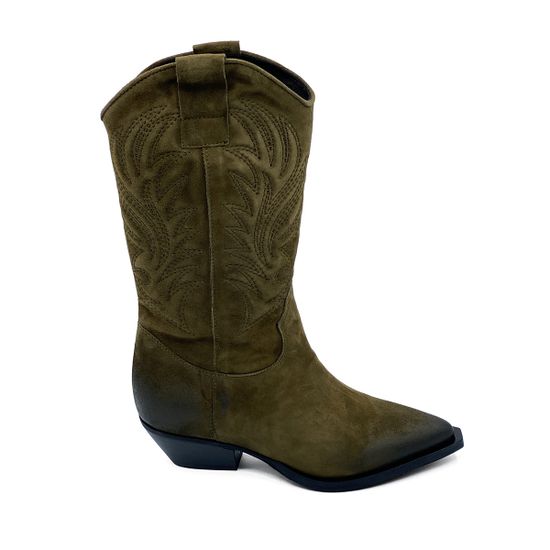 Полусапоги Казаки MIMMU замшевые демисезонные зеленые - фото 1, F739M1 MIM MILITARY