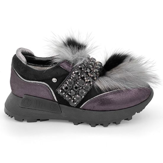 Ботинки Lab Milano черные МЕХ комбинация кожи и замши - фото 1, C86102 LAB