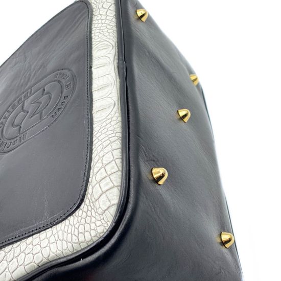 Сумка Marino Orlandi черно-белая крокодил - фото 5, 