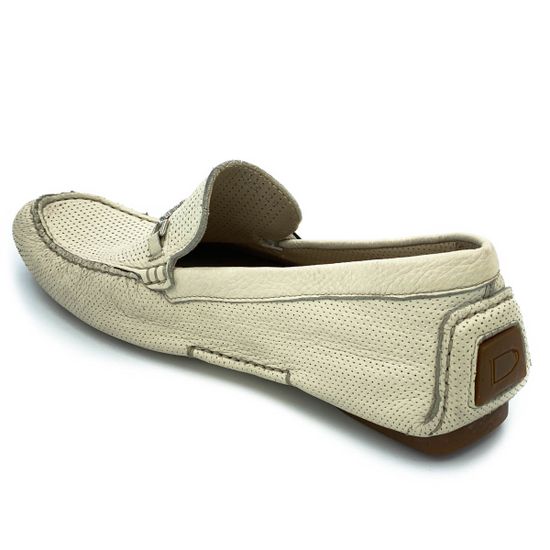 Мокасины Ernesto Dolani бежевые кожаные со сквозной перфорацией - фото 3, 