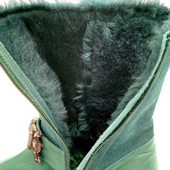 Полусапоги Lab Milano зеленые МЕХ комбинация кожи и замши - фото 6, R6689 LAB