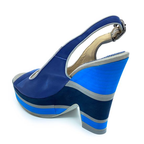 Босоножки Fru.it синие комбинация кожи и текстиля - фото 3, 