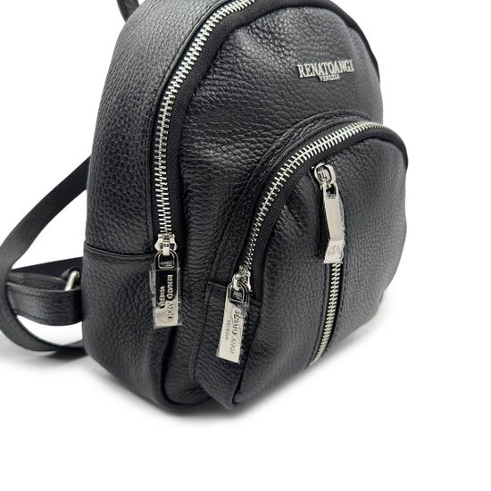 Сумка-рюкзак Renato Angi черная кожаная - фото 4,