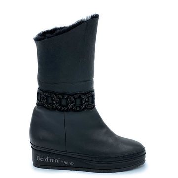 Полусапоги Baldinini черные кожаные МЕХ - фото 1, 348304 BAL