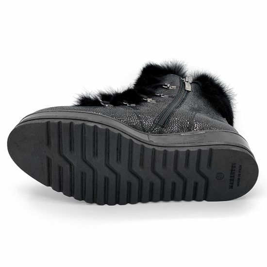 Ботинки Marzetti черные замшевые МЕХ с лазерной обработкой - фото 4, 